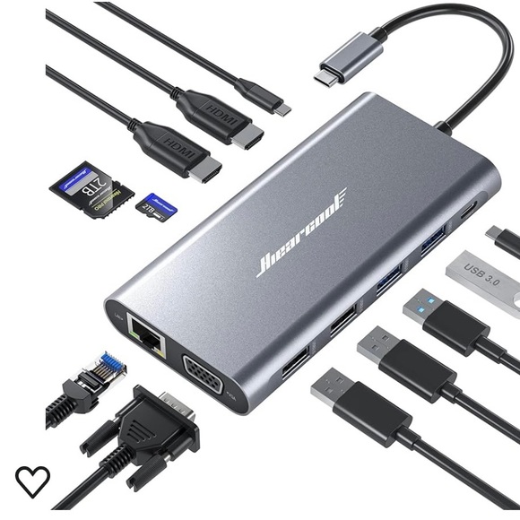 Hiearcool Docking Station for laptop, Quadruple Display USB C 12 in 1 New - Picture 1 of 14